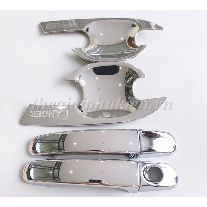 Bộ ốp tay nắm, hõm cửa xe Ford Ranger- mạ crom