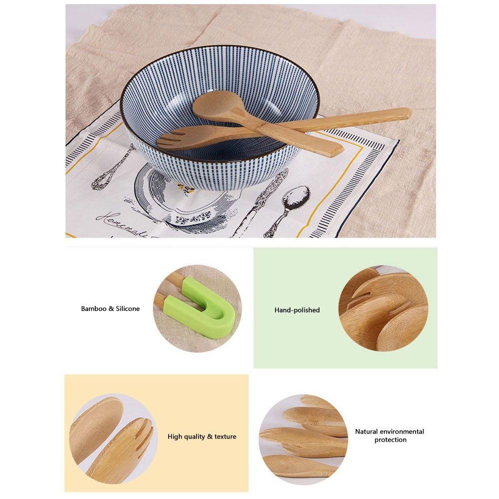 Kẹp Gắp Thức Ăn Bằng Gỗ Tay Cầm Silicone Tiện Lợi Dành Cho Nhà Bếp