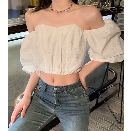 【ZHELIHANGFEI】Áo Chiffon Tay Phồng Cổ Chữ V Thời Trang Cao Cấp Quyến Rũ Cho Nữ