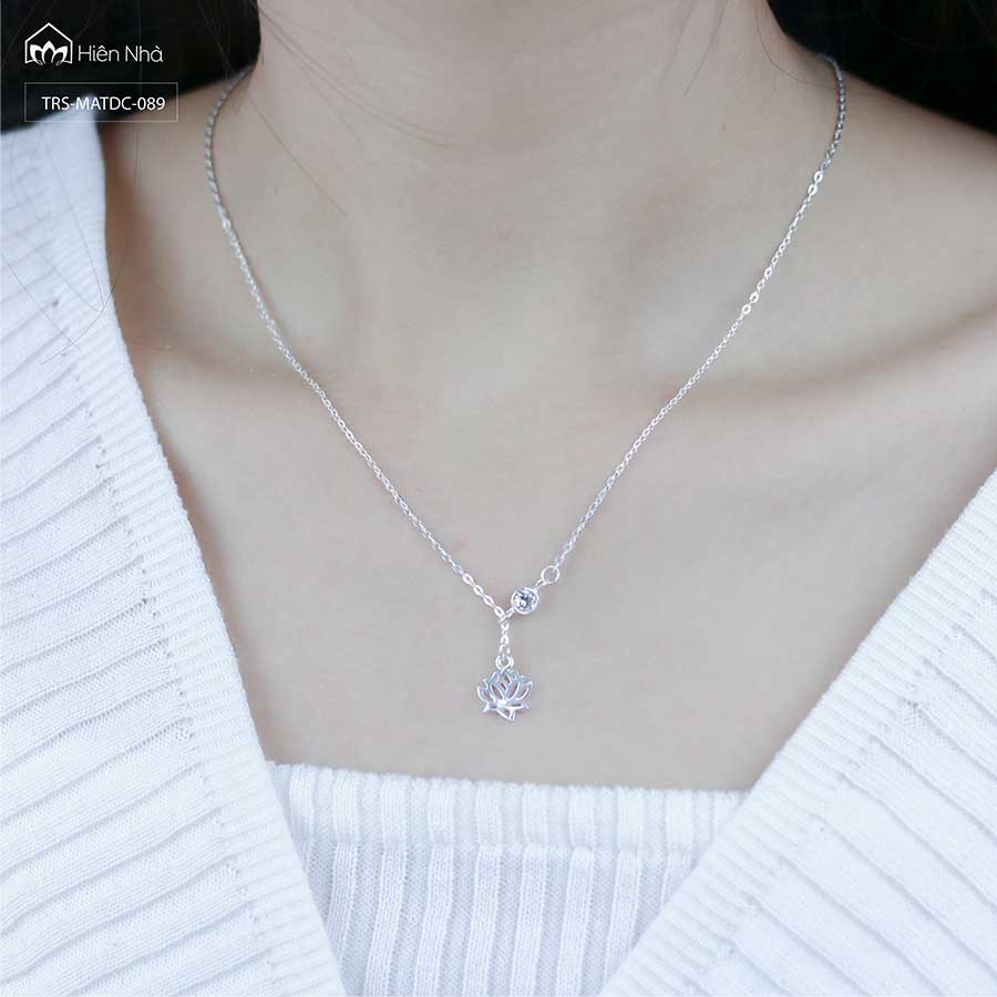 Mặt dây chuyền bạc S925 biểu tượng Hoa Sen đính đá - Trang sức Bình An - Hiên Nhà