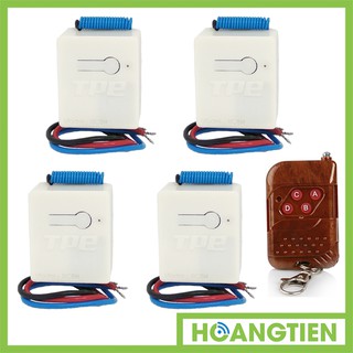 Bộ 4 công tắc điều khiển từ xa sóng rf tpe rc5h + remote rf vỏ vân gỗ