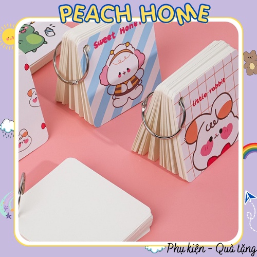 Flash Card Học Từ Vựng Ngoại Ngữ Hình Vuông Có Móc Treo Hoạ Tiết Hoạt Hình Siêu Đáng Yêu FlashCard Học Tiếng Anh