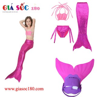 { set 3 món + giảm giá} Đồ bơi bé gái nàng tiên cá - bikini nàng tiên cá bé gái 3 món - đồ bơi nàng tiên gồm chân vịt