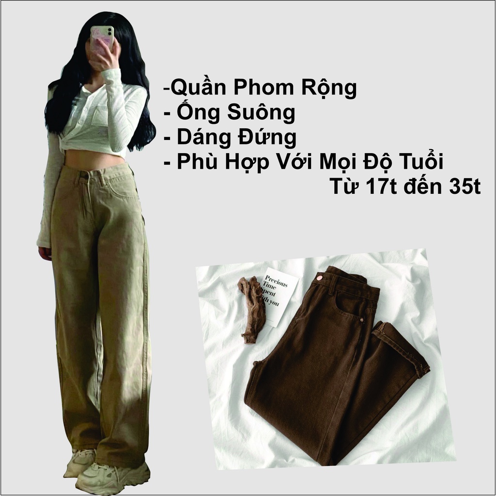 Quần Suông Kaki Nữ MunMunStore Quần Bò Ống Đứng Tôn Dáng Che Khuyết Điểm 153