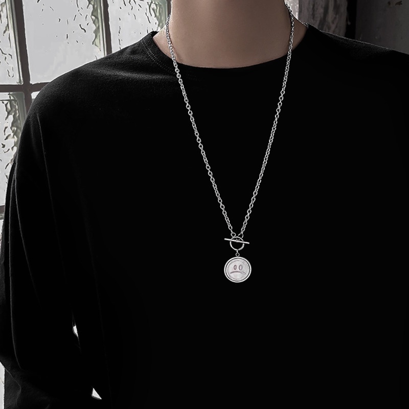 Vòng cổ Thép Titan Mặt Hình Mặt Cười Phong Cách Hip Hop