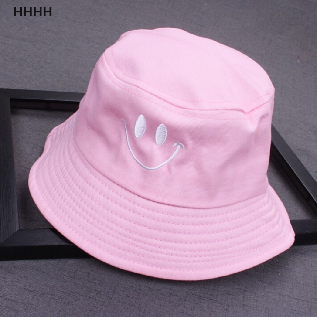 Mũ Bucket Thêu Hình Mặt Cười Dễ Thương Xinh Xắn