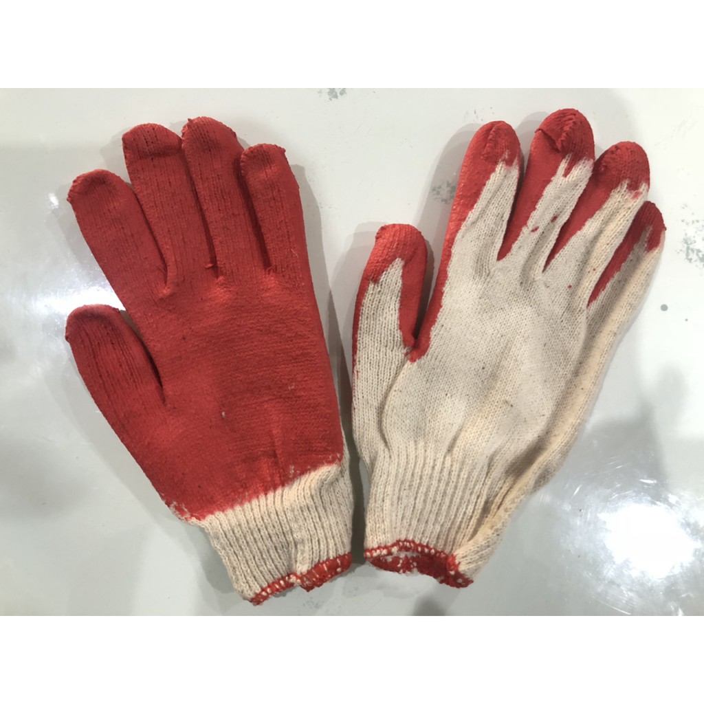 GĂNG TAY PHỦ NHỰA ĐỎ 40G , 50G - Hình Thật