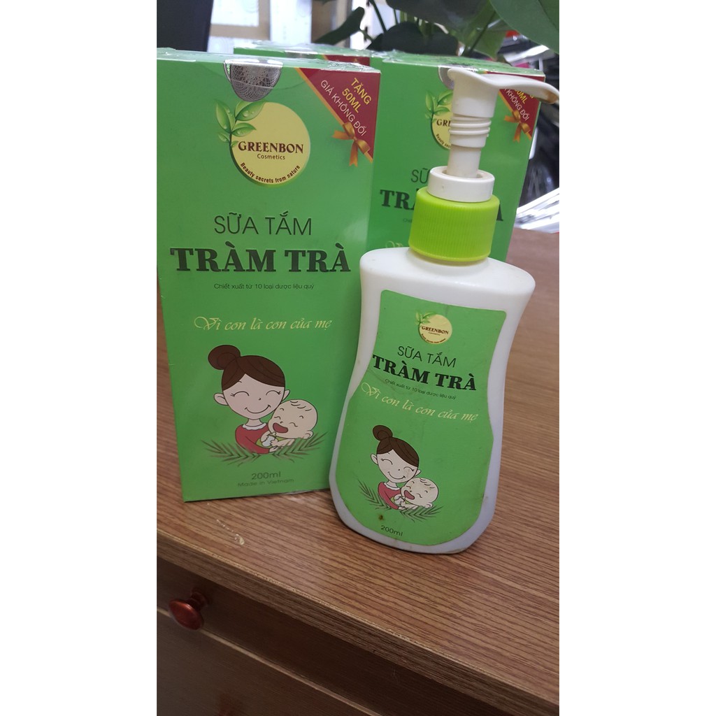 SỮA TẮM DƯỢC LIỆU TRÀM TRÀ GREENBON CHIẾT XUẤT THIÊN NHIÊN NHẸ DỊU LÀM SẠCH LÀN DA BÉ