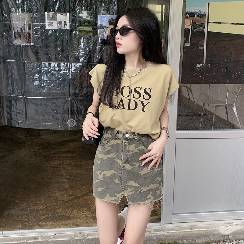 Chân Váy Denim Họa Tiết Rằn Ri Thời Trang Dành Cho Nữ