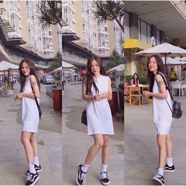 váy adidas trắng auth