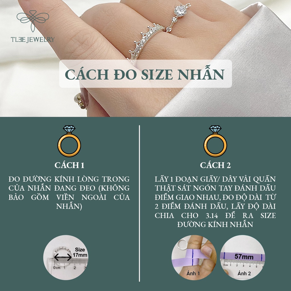 Nhẫn bạc nữ TLEE king nạm đá cao cấp NCJ A0100