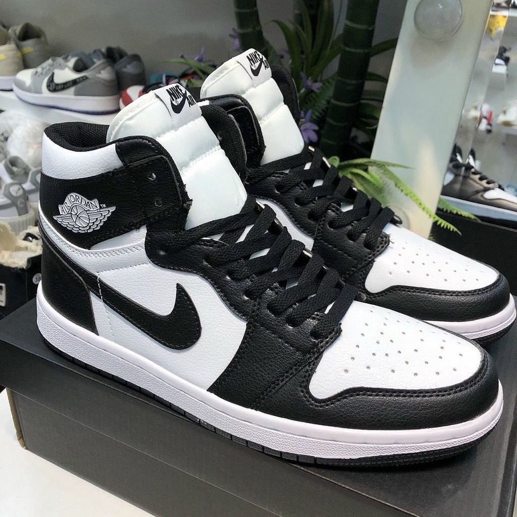 Giày Thời Trang Nam Nữ Cổ Cao Fashion, Giày Thể Thao Nike Jordan 1 JD1 Đen Trắng Da Cao Cấp Full Box Bill Giá Rẻ
