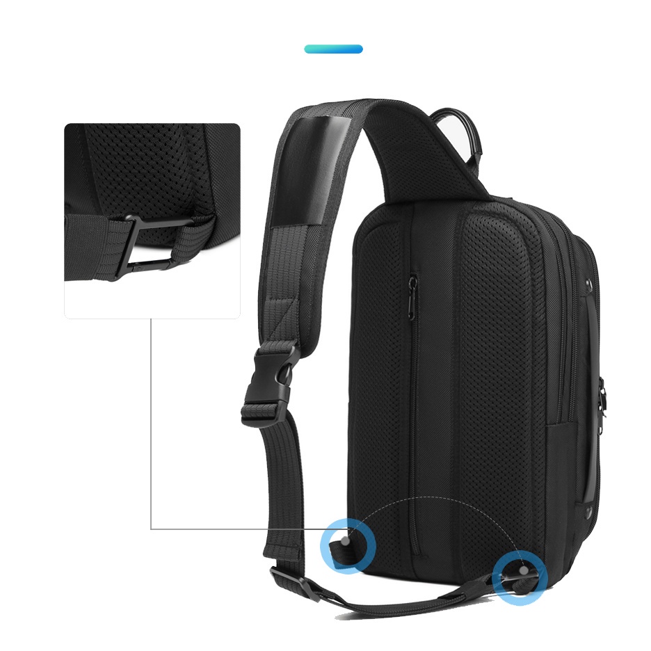 Resinver Túi Đeo Trước Ngực Có Cổng Sạc usb Phong Cách Hàn Quốc Cho Nam