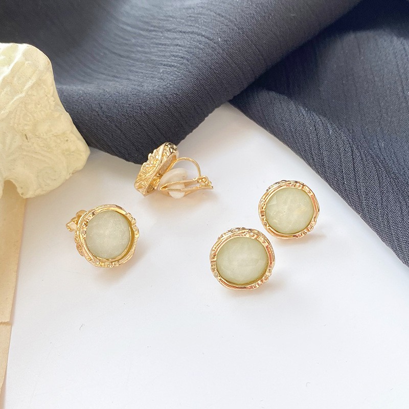Khuyên tai kẹp không bấm lỗ chốt cố định K213 bằng hợp kim mạ vàng hình tròn dáng ngắn Leous Accessories