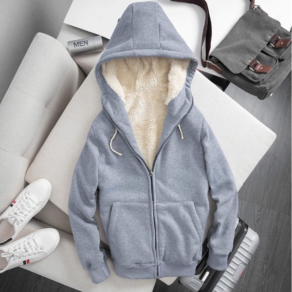 Áo khoác nỉ lót lông nam nũ dày dặn ấm áp-Áo khoác hoodie cao cấp có 3 màu | BigBuy360 - bigbuy360.vn
