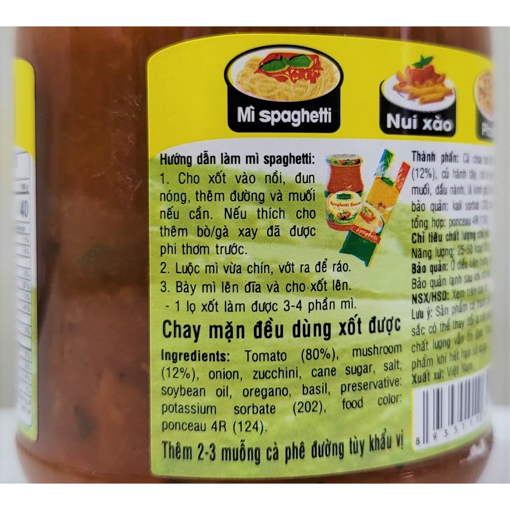 [Lọ 370g – NẤM ] XỐT MÌ NẤM [VN] GOLDEN FARM Mushroom Spaghetti Sauce (halal)