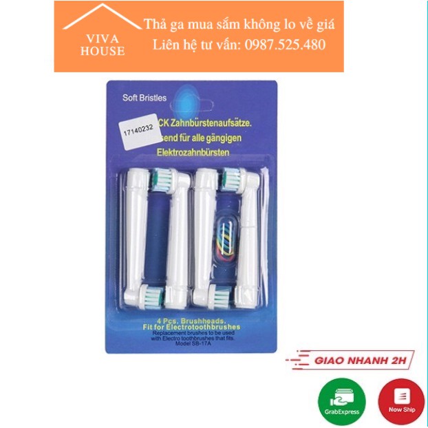 Bộ 4 đầu bàn chải đánh răng điện Oral B cho răng nhạy cảm răng bọc sứ niềng răng SB17A