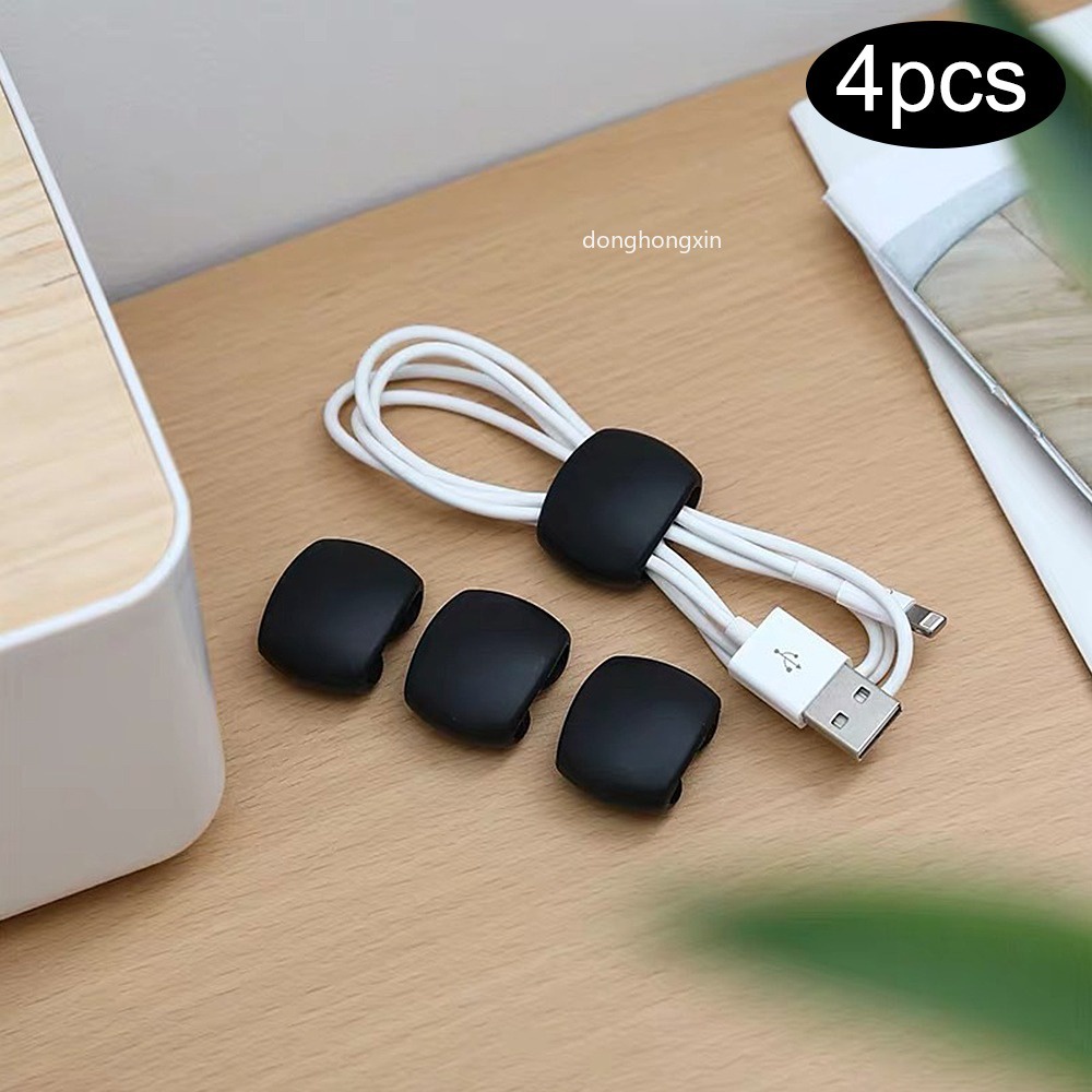 Bộ 4 Kẹp Giữ Dây Cáp/Tai Nghe Để Bàn Hình Tròn Tiện Dụng