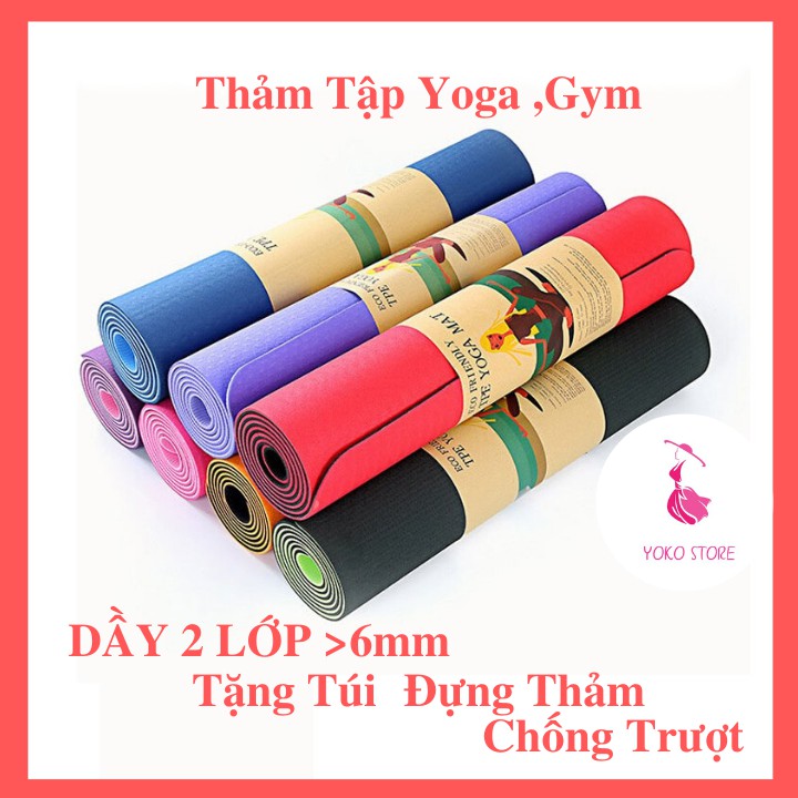 Thảm Tập Yoga Gym 2 Lớp Chuyên Dụng Eco Friendly Chống Trơn Trượt