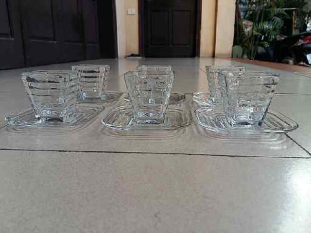 Bộ 6 tách đĩa cafe thủy tinh