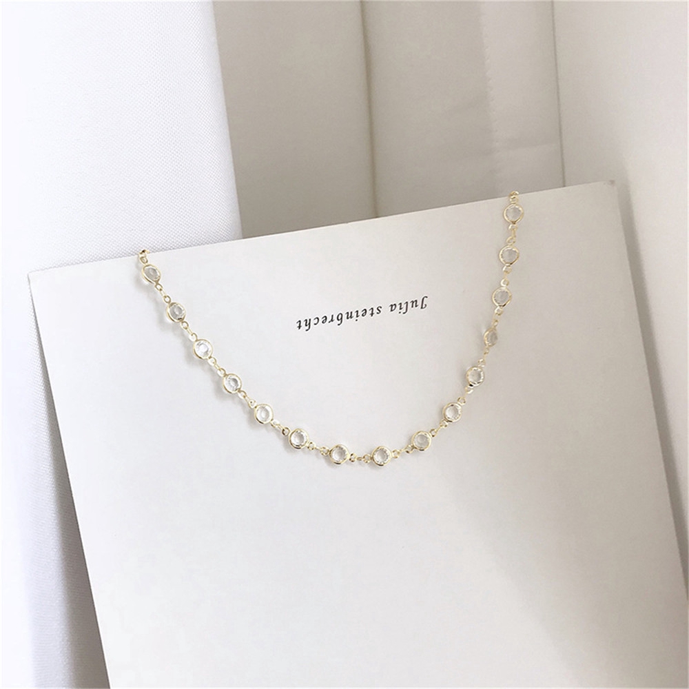 Vòng cổ bằng hợp kim có đính kim cương pha lê theo phong cách Hàn Quốc cho nữ