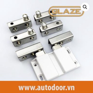 Bản lề tủ kính 2 cánh, có hít - dùng kính 5mm