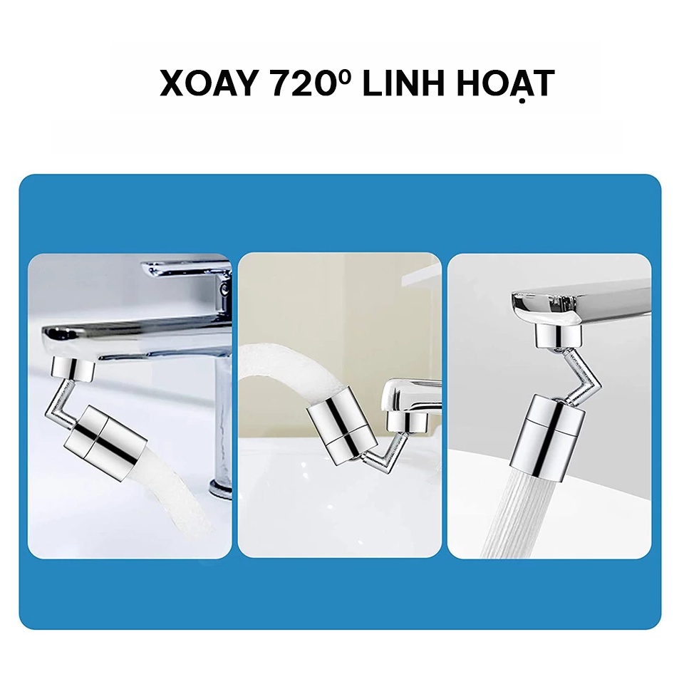 Đầu vòi nước sục khí xoay 720 chống bắn tiết kiệm nước Đình Bắc Store