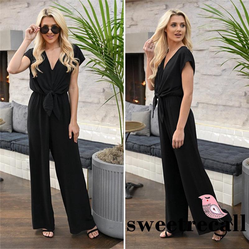 Jumpsuit tay dài cổ chữ V thời trang nữ tính