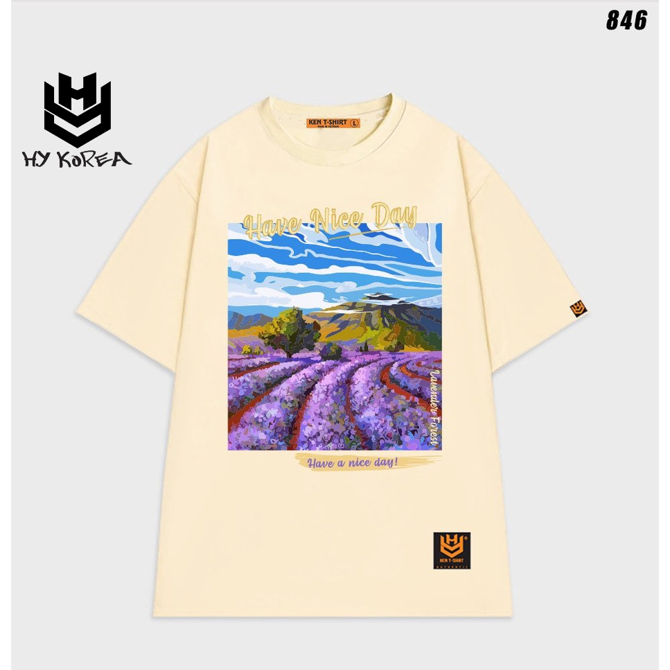 Áo thun tay lỡ nữ form rộng Vườn hoa Lavender 846 HY KOREA