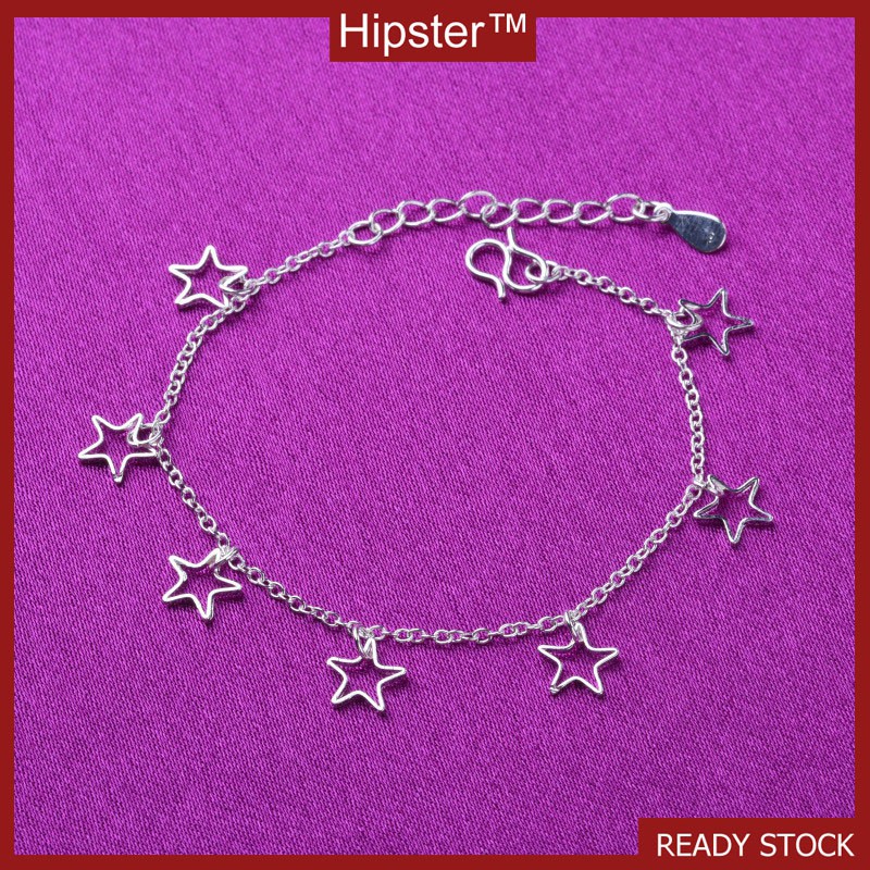 Bạc Nữ Mắt Cá Chân Thời Trang Theo Phong Cách Hàn Quốc Cutout Vòng Tay Ngôi Sao