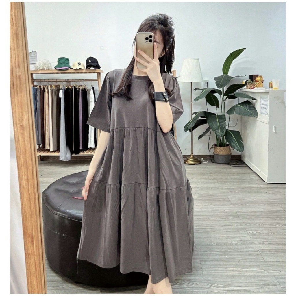 Váy Bầu Đầm Bầu Thiết Kế Chất Cotton,Tay Ngắn,Dáng Suông, Cổ Tròn Xinh Xắn Thấm Hút Mồ Hôi A113 Lin Store66