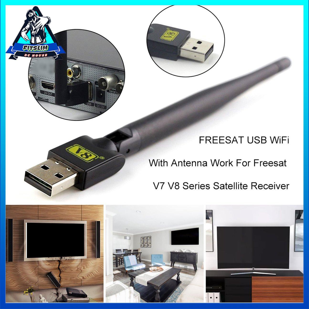 Đầu Thu Sóng Vệ Tinh Freesat Usb Wifi Có Ăng Ten Cho Freesat V7 V8 Series