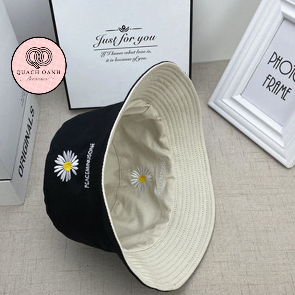 [Mã SKAMCLU8 giảm 10% cho đơn từ 100K] Mũ bucket tai bèo hai mặt vành rộng thêu hoa cúc unisex - MU55
