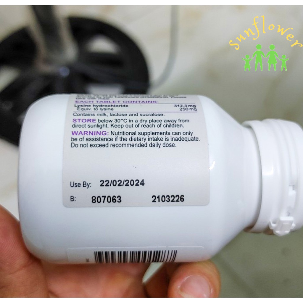 Viên nhai tăng chiều cao tăng chiều cao cho bé từ 6 tuổi Bio Island Lysine Step Up for Youth 60 Viên của Úc