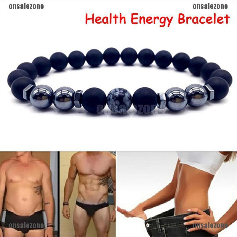 Vòng Tay Chuỗi Hạt Đá Hematite Màu Đen Từ Tính Chăm Sóc Sức Khỏe