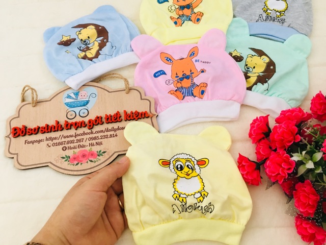 MŨ TAI THỎ BO GẤU CHO BÉ SƠ SINH 0-3M