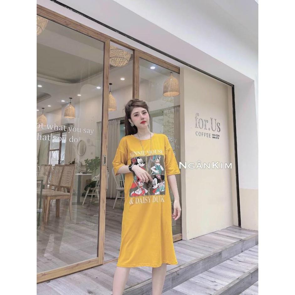 váy thun suông cộc tay in hình con vật 3 màu