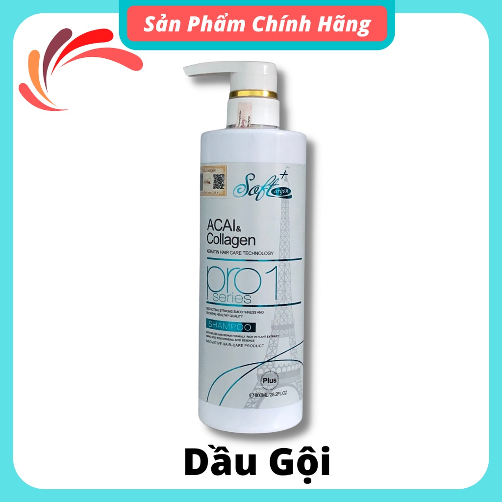 Cặp dầu gội xả collagen SOFT AGAN 800ml giúp tóc bóng mượt dưỡng sâu phục hồi