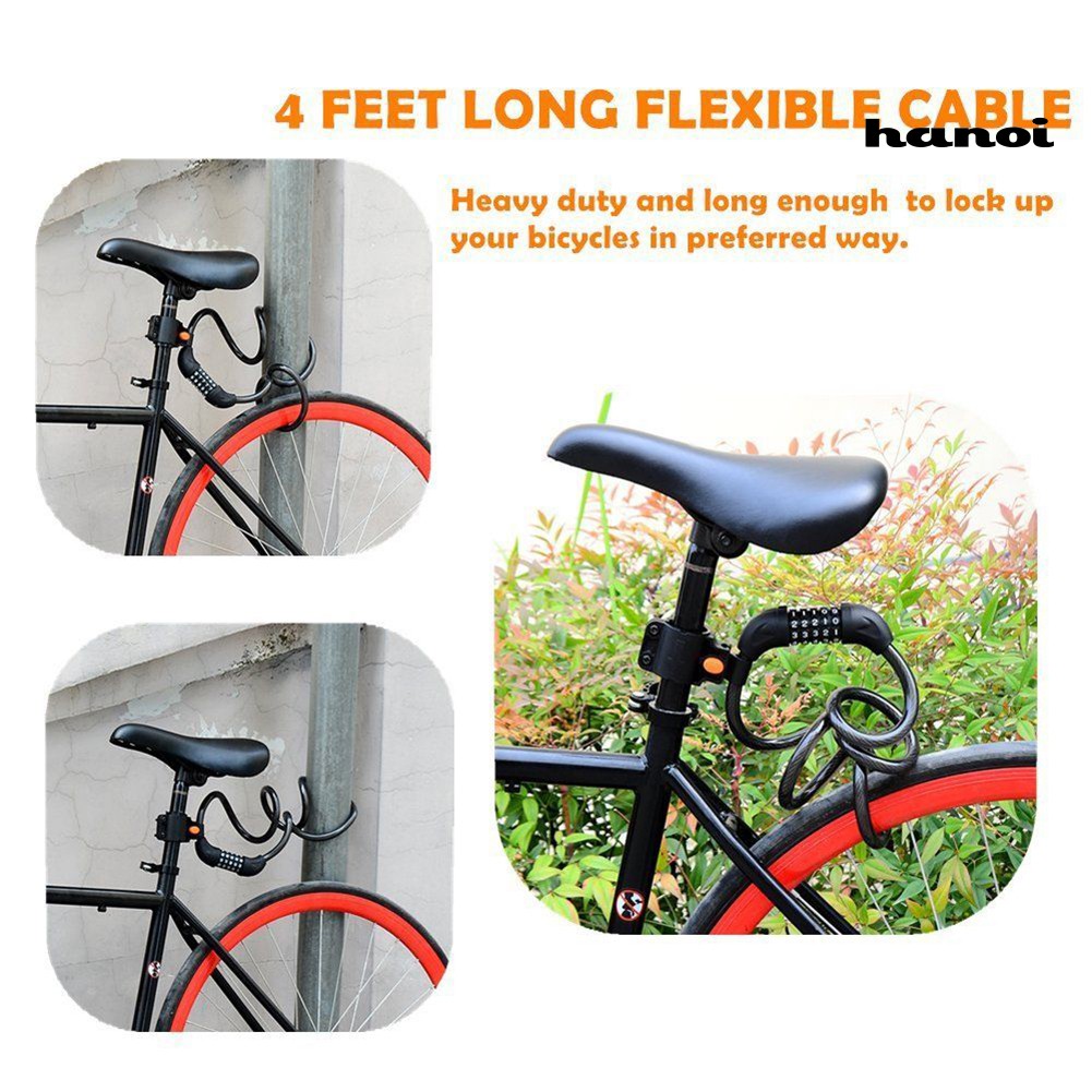 Khóa Dây Cáp Mật Mã 5 Chữ Số Cho Xe Đạp