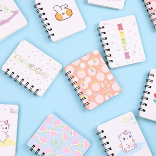 Sổ tay ghi chú mini A7 gáy lò xo bìa hoạt hình dễ thương (có kẻ ngang)