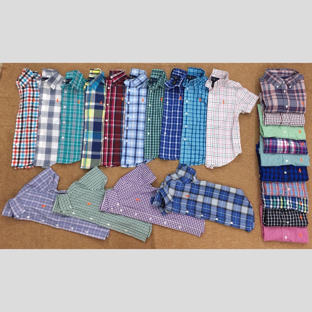 Size: 2, 3, 4, 5, 6, 7(14-28kg). Áo sơ-mi tay ngắn Polo Ralph Lauren bé trai. Hàng XK, made in vietnam chuẩn xịn