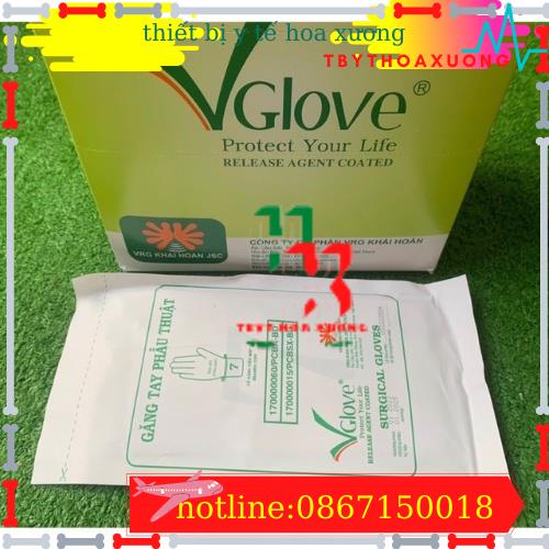 1 đôi Găng Tay Phẫu Thuật Tiệt Trùng Vglove Size 7 50c/H
