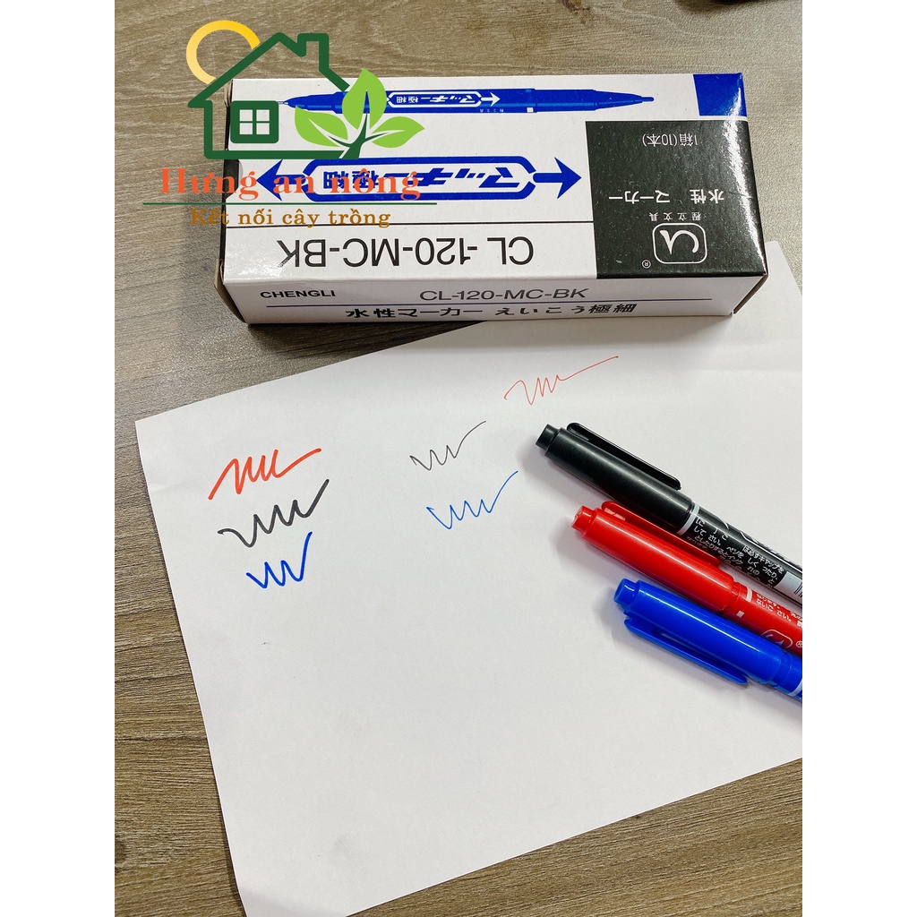 Bút kim - bút lông dầu 2 đầu ngòi 0.5mm - 1mm