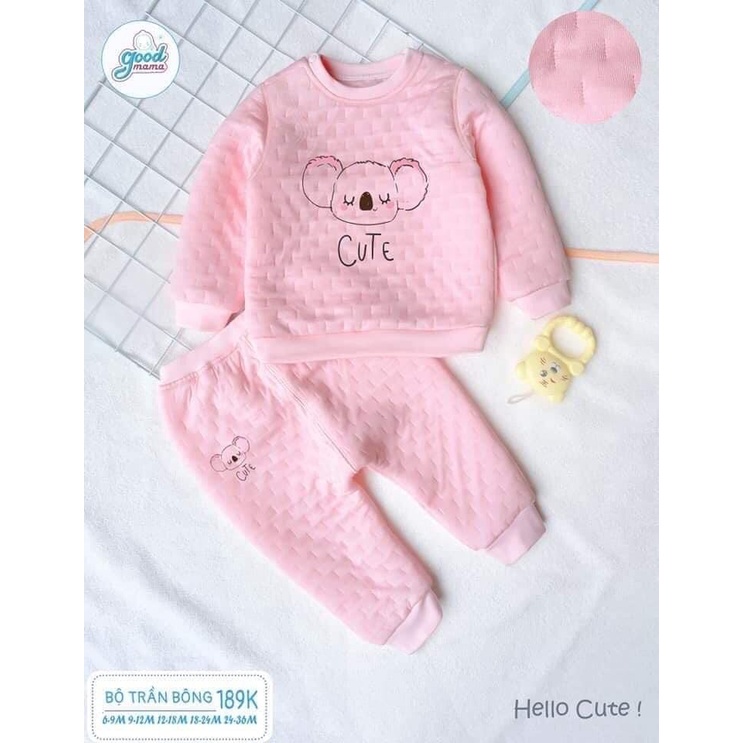 Bộ quần áo trẻ em trần bông dày đẹp cho bé trai bé gái goodmama