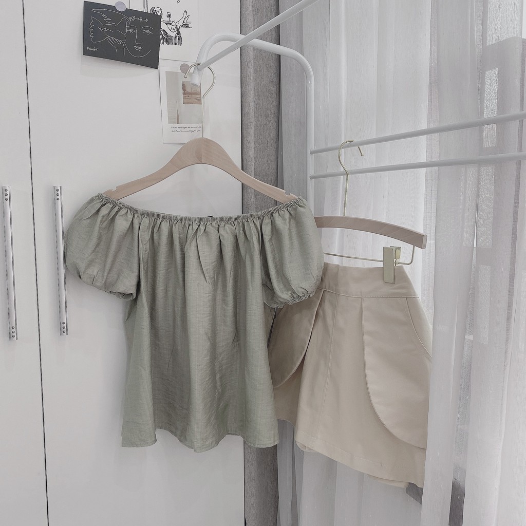 Set áo linen xước mix chân váy kaki dày dặn S68 | BigBuy360 - bigbuy360.vn