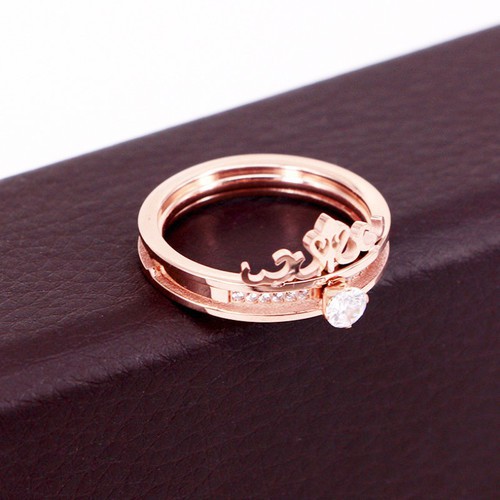 Bộ 2 Nhẫn Nữ Hình Vương Miện Có Thể Lồng Vào Nhau Titan Ko Đen TT 2566