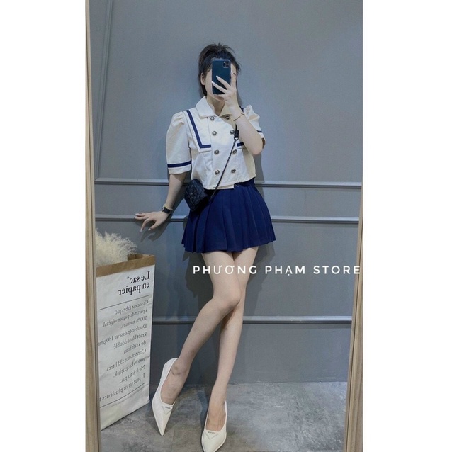 Set áo sơ mi thuỷ thủ chân váy