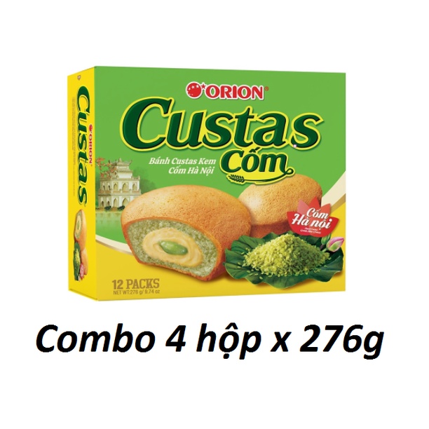 Combo 4 hộp x 276g Bánh Custas Kem Cốm Hà Nội