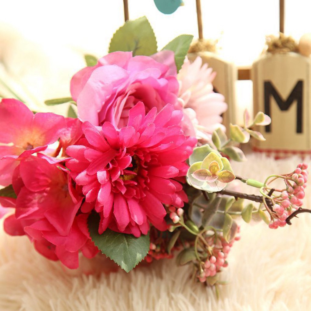 [hàng nhập giá rẻ] Bó hoa cúc gerbera giả bằng lụa trang trí đẹp mắt, hoa cưới, hoa sự kiện, trang trí, homedecor