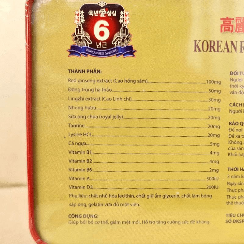 Viên bổ Korean Red Ginseng Extract Gold giúp bồi bổ cơ thể, ăn ngủ ngon, cho người suy nhược cơ thể